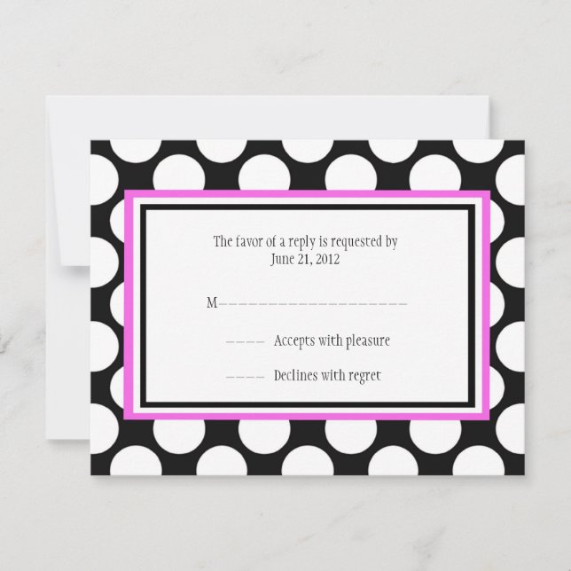 Pink Polka Dot Wedding RSVP Cards (Front)