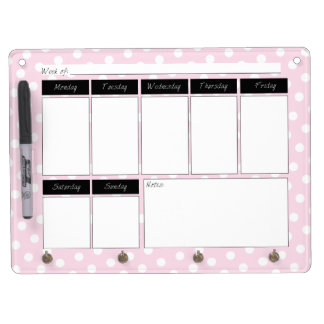 Pink Polka Dot Weekly Calendar Dry Erase Board