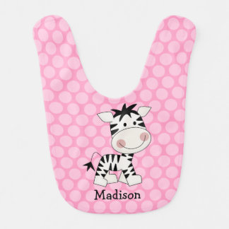 Pink Polka Dot Zebra Personalized Bib