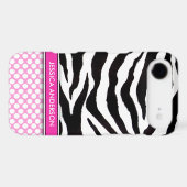 Pink Polka Dot Zebra Stripe iPhone 4 Case-Mate Case (Back (Horizontal))