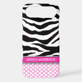 Pink Polka Dot Zebra Stripe iPhone 4 Case-Mate Case (Back)