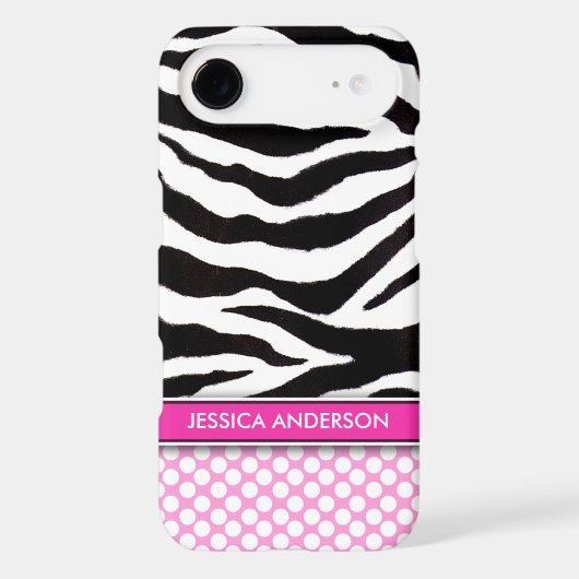 Pink Polka Dot Zebra Stripe iPhone 4 Case-Mate Case (Back)
