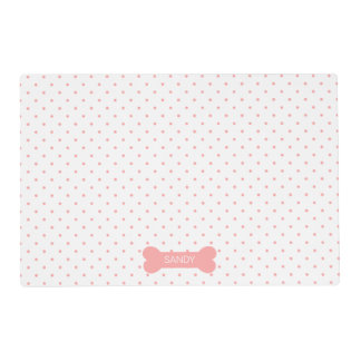 Pink Polka Dots And Dog Bone With Custom Name Placemat