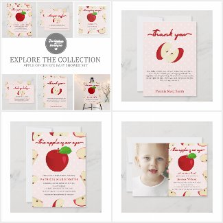 Pink Polka Dots Apple Of Our Eye Baby Shower Set