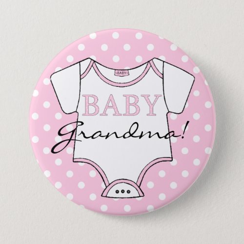Pink Polka Dots Baby Grandma Pinback Button