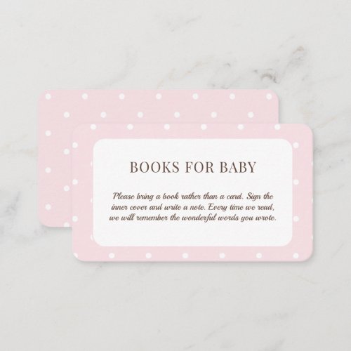 Pink Polka Dots Baby Shower Books For Baby Enclosure Card