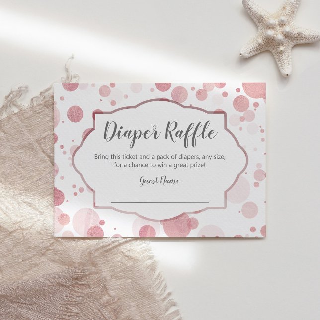 Pink Polka Dots Baby Shower Diaper Raffle Ticket Enclosure Card (Creator Uploaded)