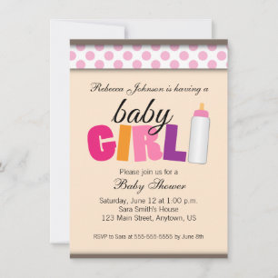 Pink Polka Dots Baby Shower Girl Invitation