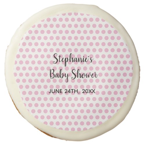 Pink Polka Dots Baby Shower Girls Cute White Cool Sugar Cookie