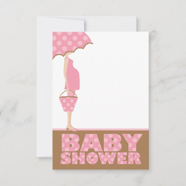 Pink Polka Dots Baby Shower Invitations (Front)
