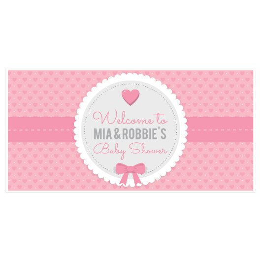 Pink Polka Dots Baby Shower Party Banner (Front)