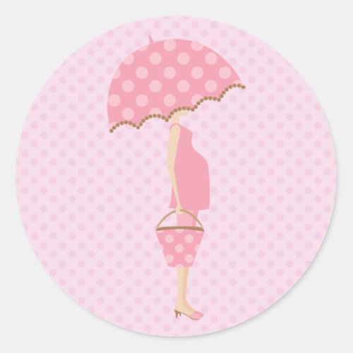 Pink Polka Dots Baby Shower Stickers
