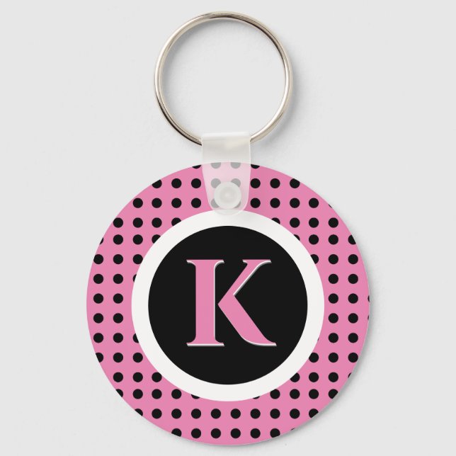 Pink Polka Dots Background Keychain (Front)