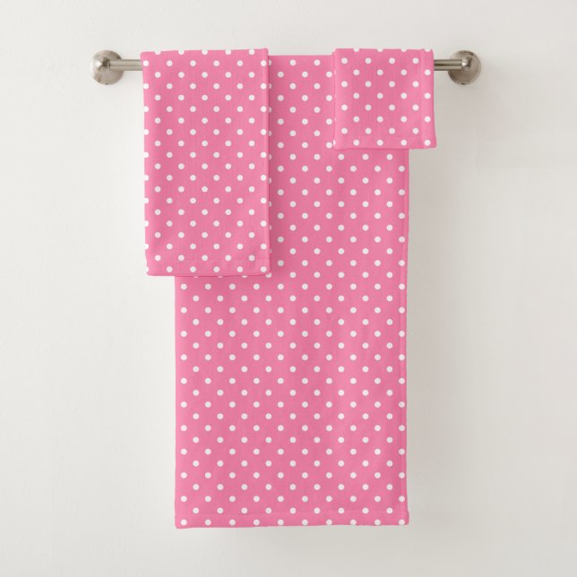 Pink Polka Dots Bath Towel Set (Insitu)
