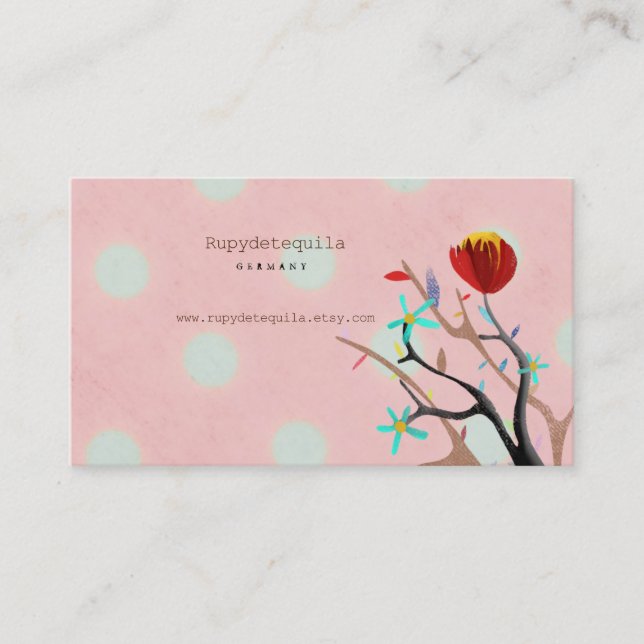 Pink Polka Dots Business Card (Front)