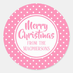 Pink Polka Dots Christmas Stickers