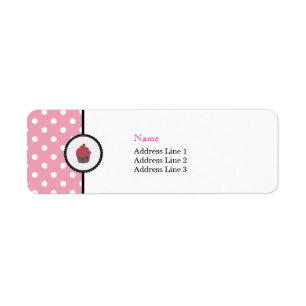Pink Polka dots Cupcakes Cute Bakery Address Label