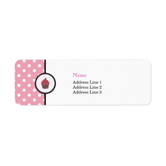Pink Polka dots Cupcakes Cute Bakery Address Label (Front)