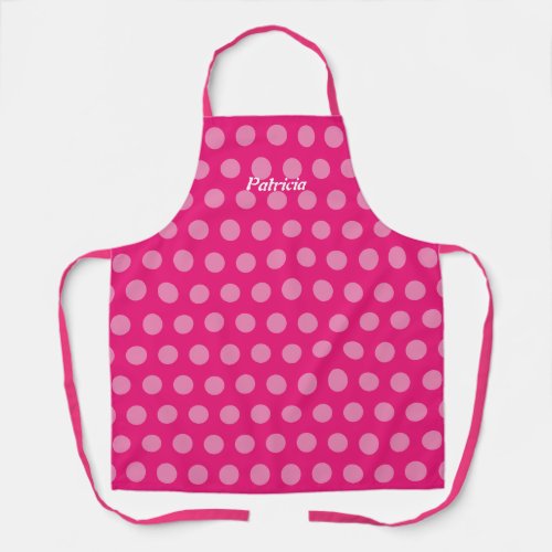 Pink Polka Dots Custom Name Cute Gift Girly Trendy Apron