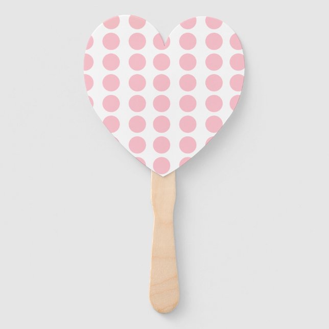 Pink Polka Dots Design Hand Fan (Front)