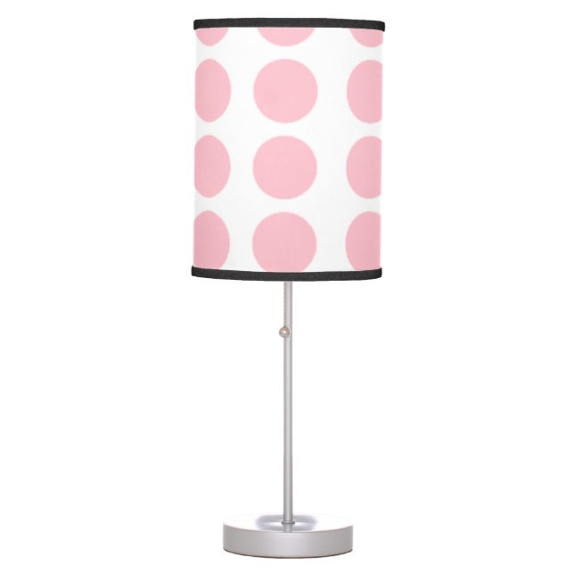 Pink Polka Dots Design Table Lamp (Front)