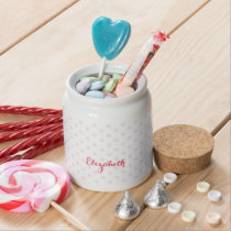 Pink Polka Dots Elegant Typography Monogrammed Candy Jar