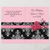pink polka dots floral book fold Wedding program