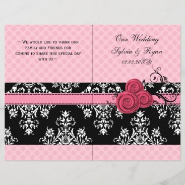 pink polka dots floral book fold Wedding program