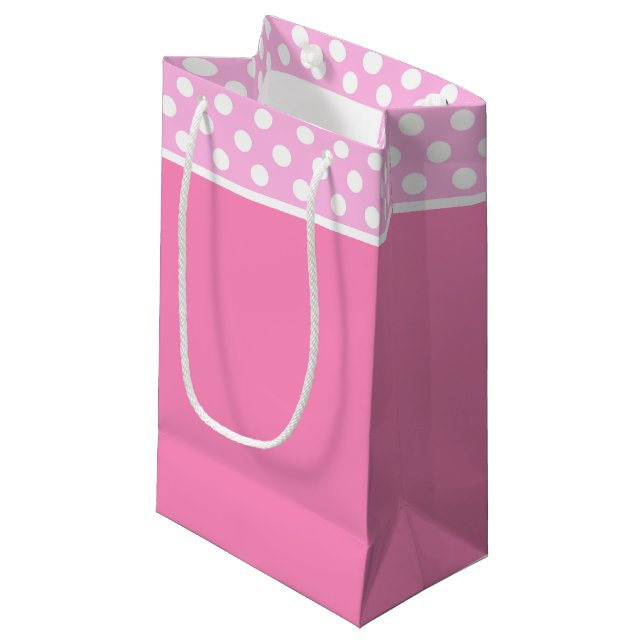 Pink Polka Dots Gift Bag (Front Angled)