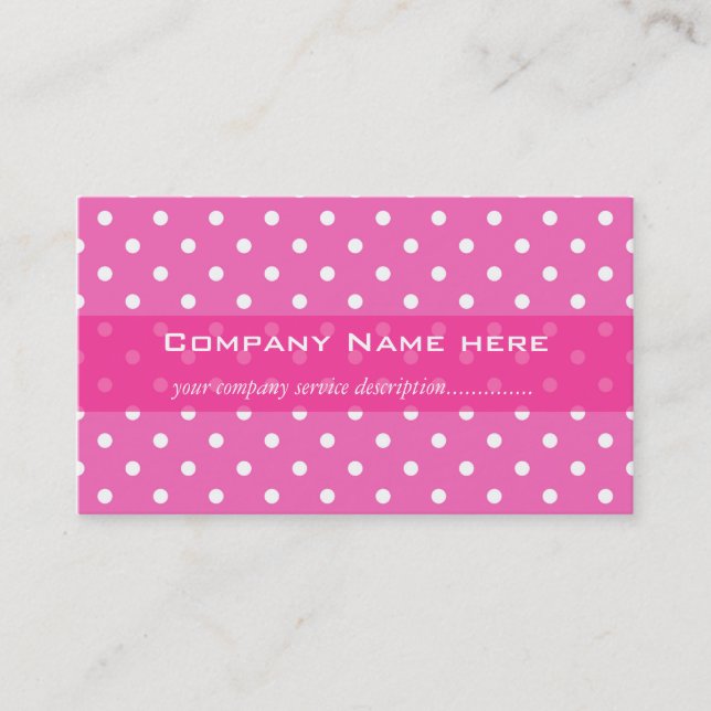 Pink polka dots girly business card (Front)