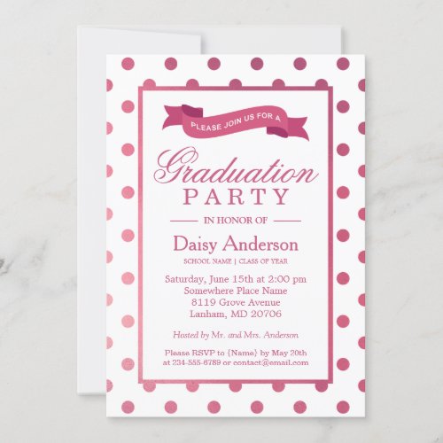 Class of 2018 Graduation Party Pink Polka Dots Card