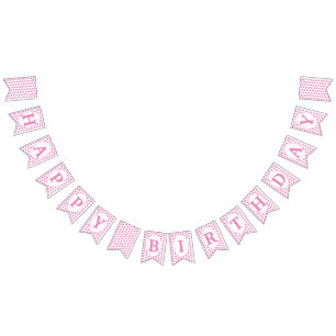 Pink polka dots Happy Birthday Bunting Flags