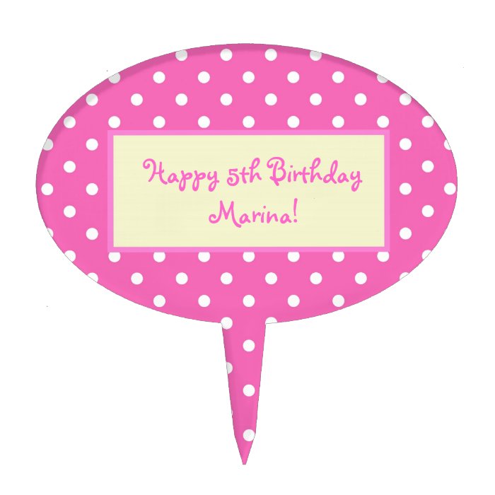 pink polka dots,happy birthday cake topper | Zazzle