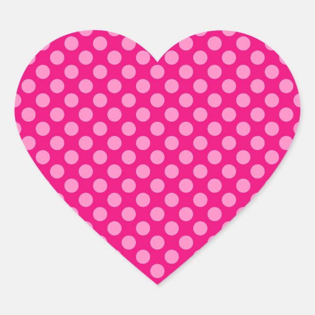Pink Polka Dots Heart Sticker (Front)