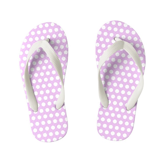 Pink Polka Dots Kid's Flip Flops (Footbed)