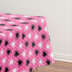 Pink Polka Dots Lace Hearts Tablecloth