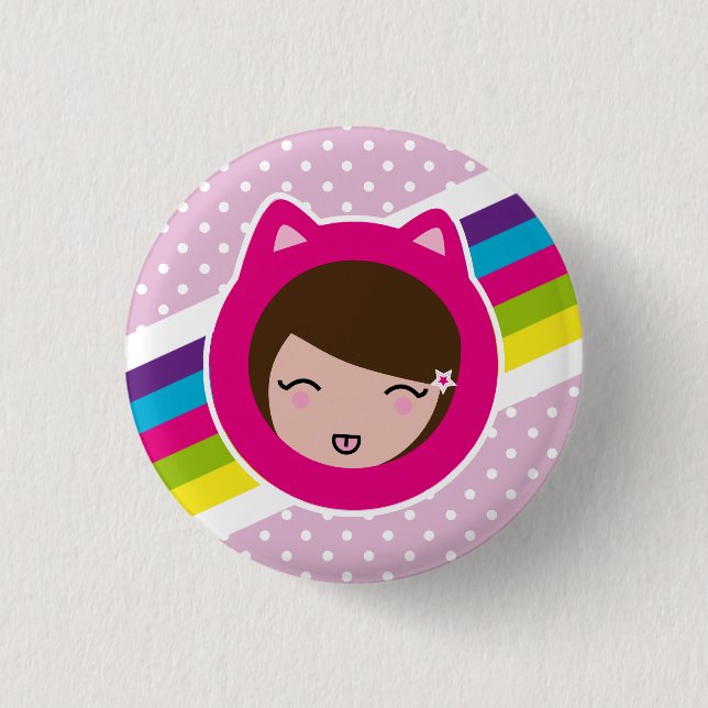 pink polka dots lilith's pinback button (Front)