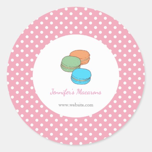 Pink Polka Dots Macaron CUTE KAWAII STICKER label