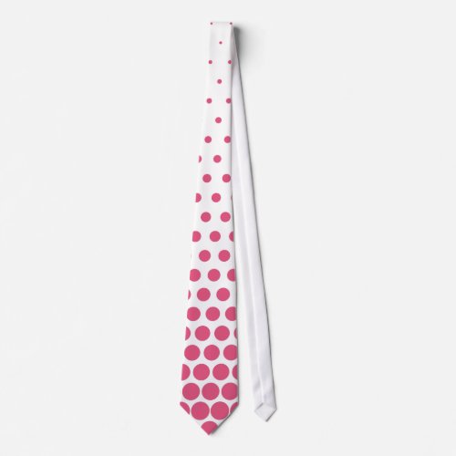 Pink Polka Dots Modern White Neck Tie
