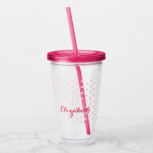 Pink Polka Dots Monogram Kids Girls Birthday Party Acrylic Tumbler