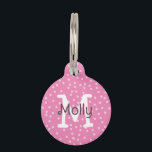 Pink Polka Dots Monogram Name Address Pet ID Tag<br><div class="desc">This preppy design features a pattern of random polka dots and a monogram in the background. Click the customize button for more flexibility in modifying the text! Variations of this design as well as coordinating products are available in our shop, zazzle.com/store/doodlelulu. Contact us if you need this design applied to...</div>
