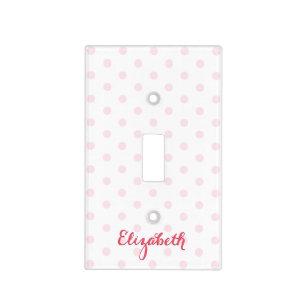 Pink Polka Dots Monogram Nursery Girls Kids Room Light Switch Cover