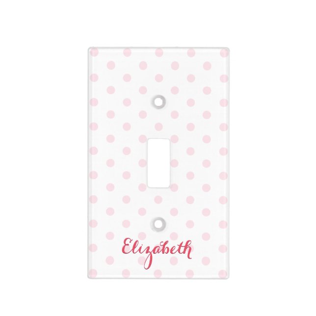 Pink Polka Dots Monogram Nursery Girls Kids Room Light Switch Cover (Front)
