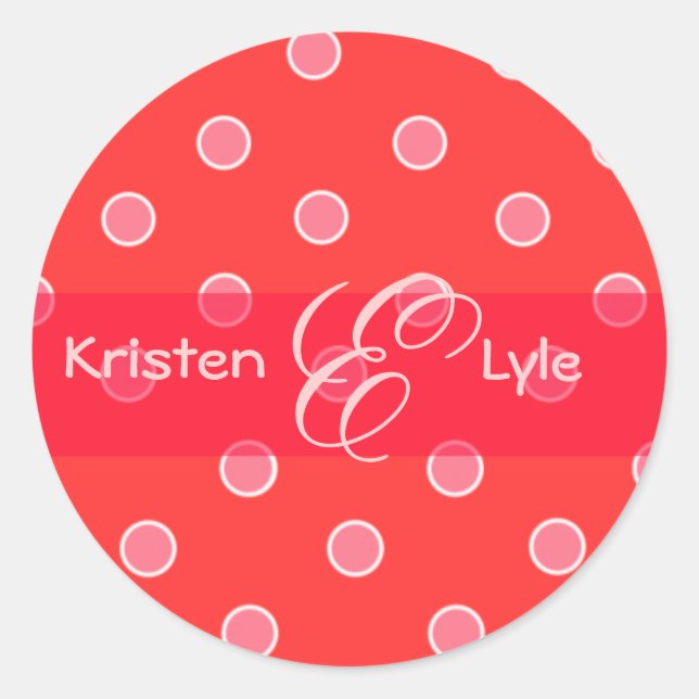 Pink polka dots monogram stickers (Front)