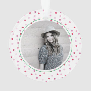 Pink Polka Dots NAME PHOTO Artisan Sweet Preppy Ornament