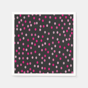 Pink Polka Dots on Black  Napkins