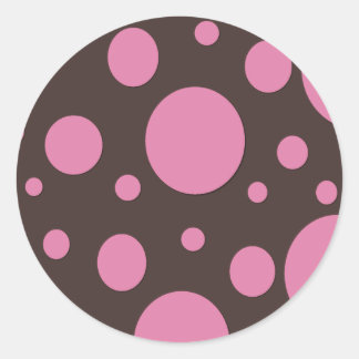 Pink Polka Dots on Brown Stickers