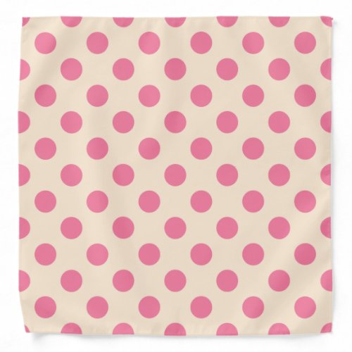 Pink polka dots on cream bandana