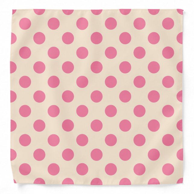 Pink polka dots on cream bandana (Front)