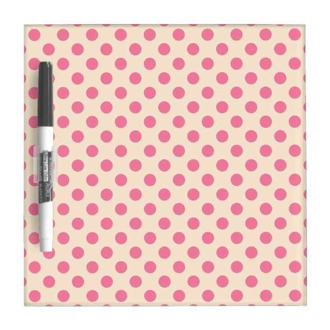 Pink polka dots on cream Dry-Erase board (Front)